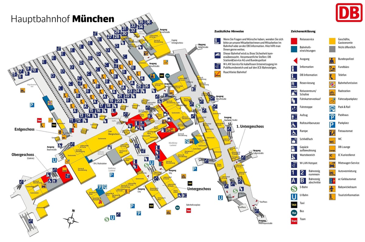 munich kituo cha treni ya kati ya ramani